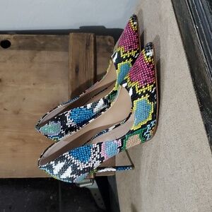 Multicolor Snake Skin Stiletto Heels Steve Madden Size 8 Mobwife Night Club 4 IN